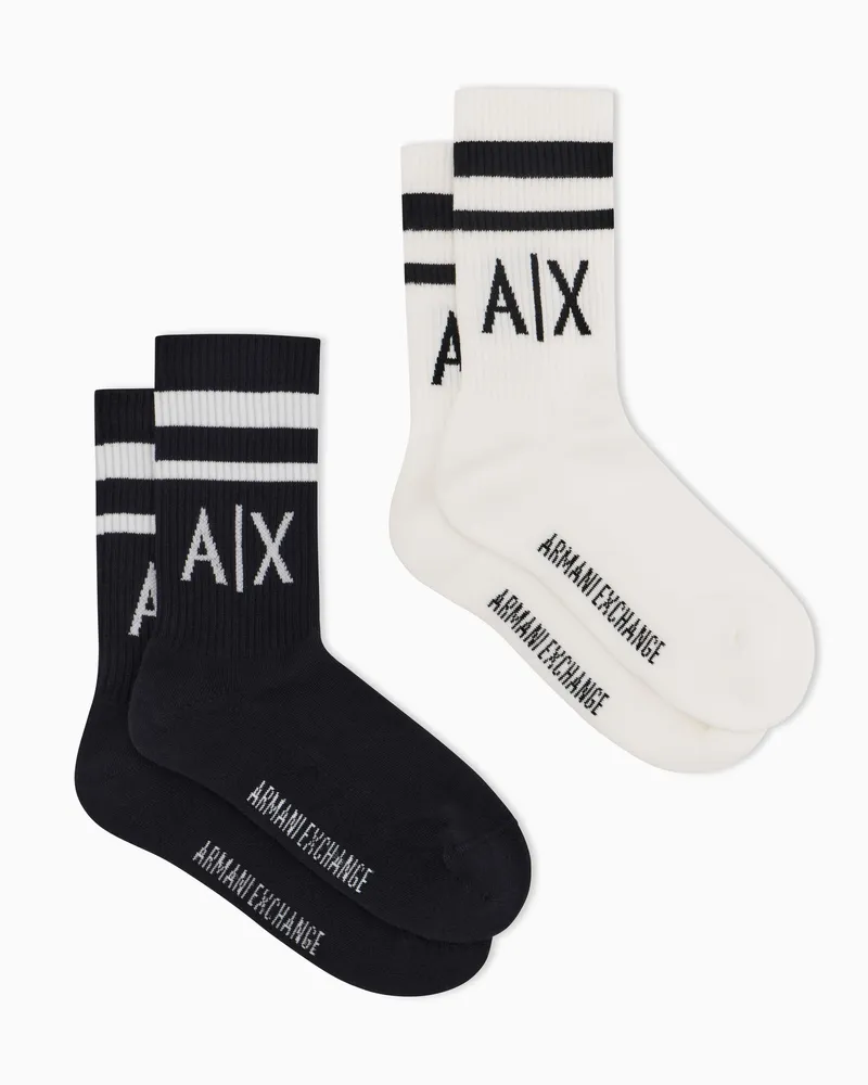 Armani Exchange Baumwollmischung Socken im 2er-Pack mit Logo Essential Schwarz