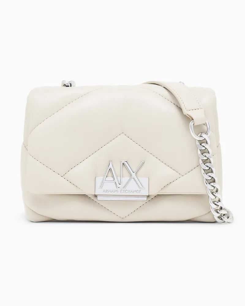 Armani Exchange Umhängetasche mit gesteppter Front und Kettenriemen Weiß