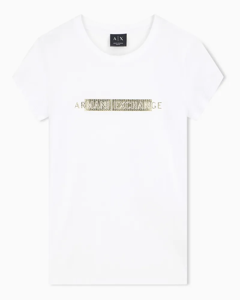 Armani Exchange T-Shirt schmal geschnitten aus Stretch-Baumwolljersey Weiß