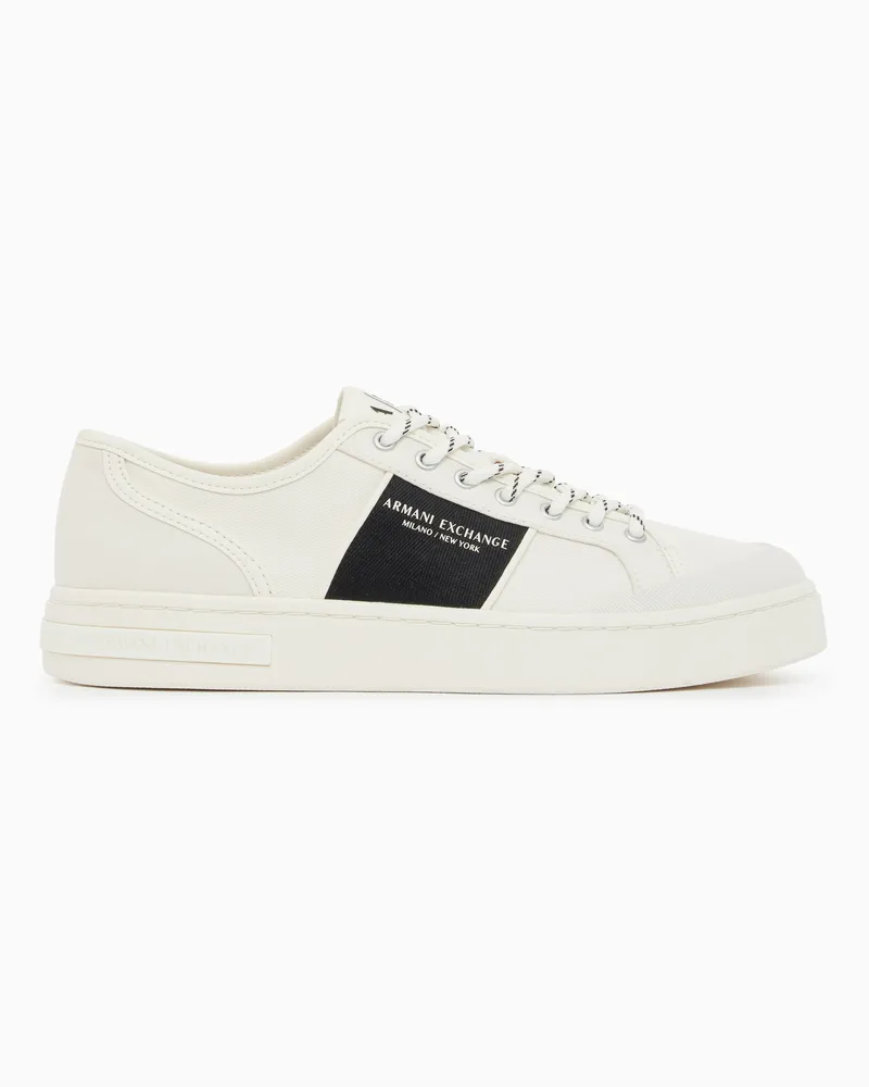 Armani Exchange Regular Fit Sneaker aus Baumwolltwill mit Gummisohle Weiß
