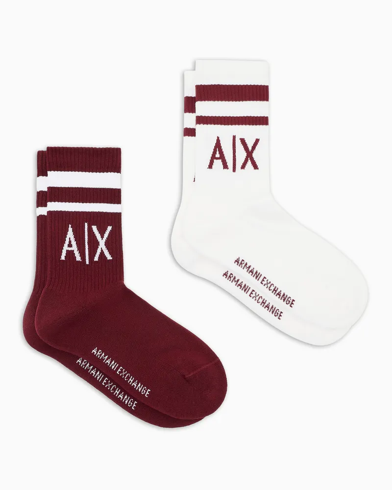Armani Exchange Set mit 2 Paar Socken aus Baumwollmischung mit Logo Burgunderrot