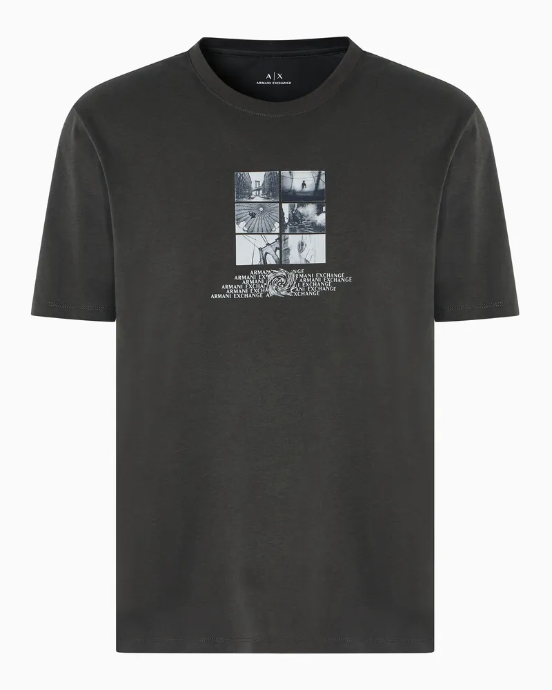 Armani Exchange T-Shirt mit normaler Passform und Fotodruck Grün