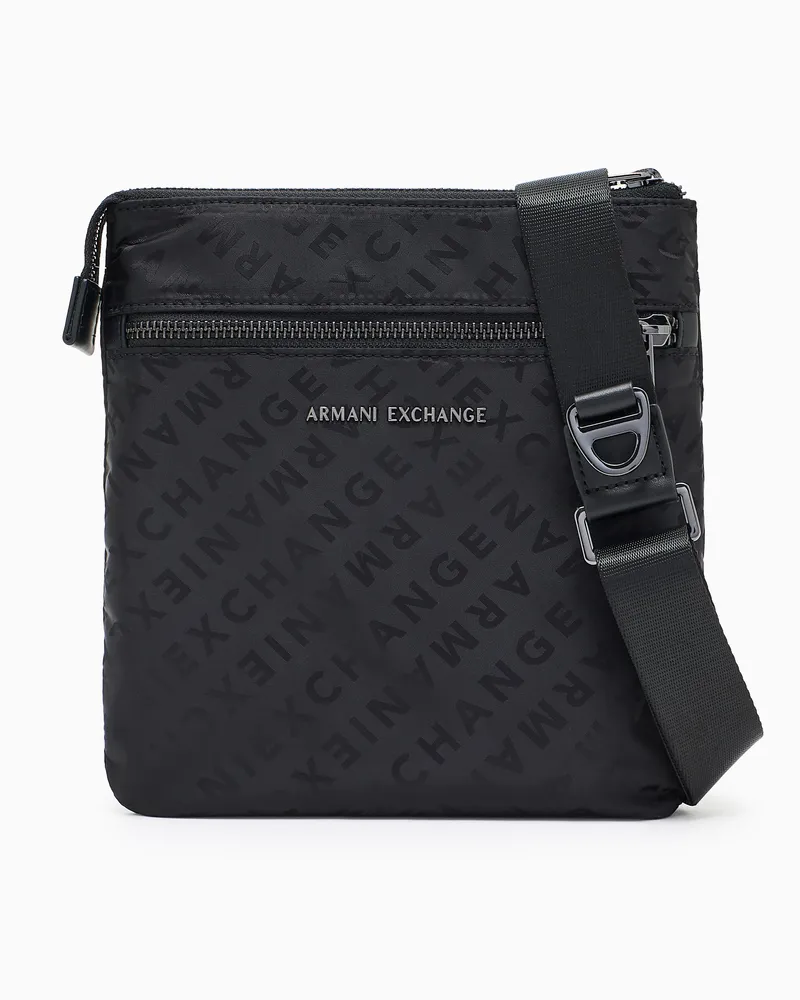 Armani Exchange Schultertasche mit Allover-Logo Schwarz