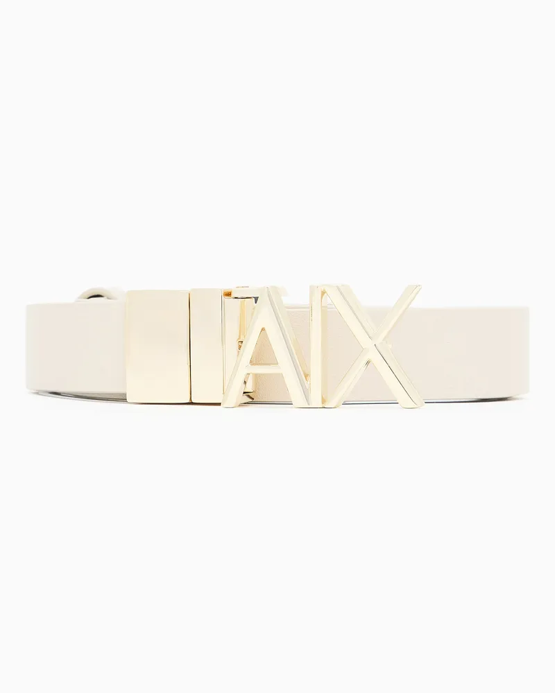 Armani Exchange Wendbarer Gürtel mit goldenem Logo Beige