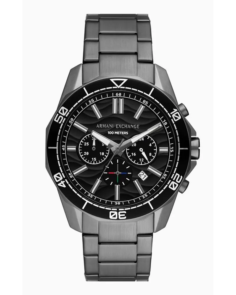 Armani Exchange Anthrazitfarbener Chronograph Aus Edelstahl Grau