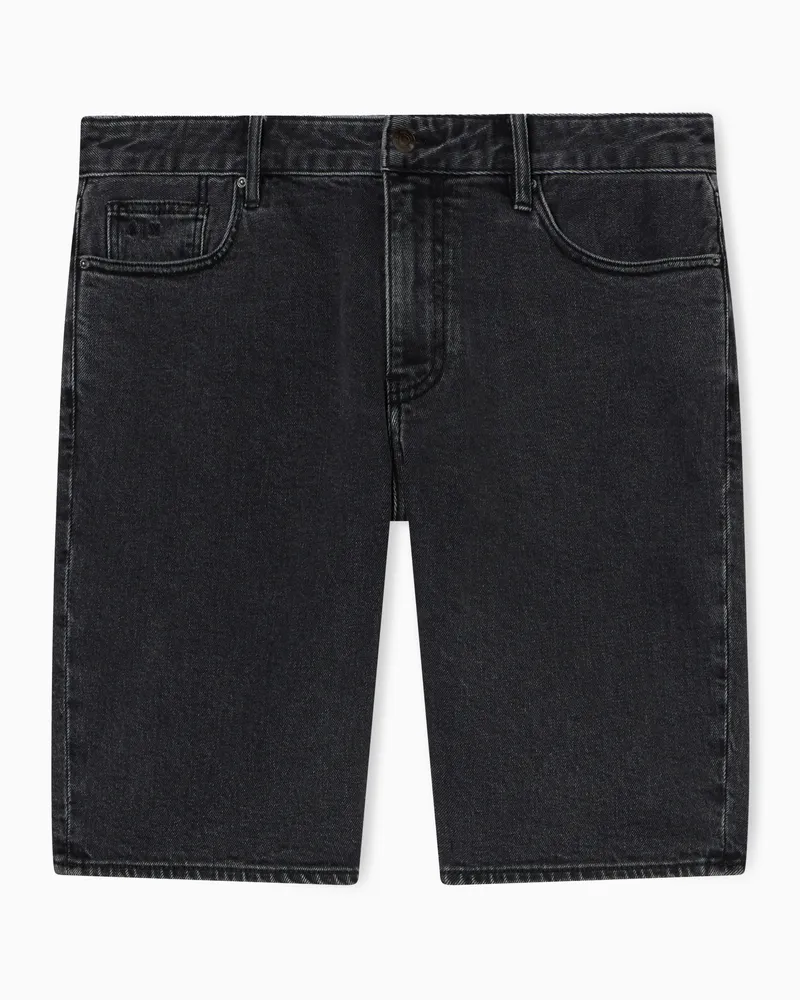 Armani Exchange Grey Wash Denim Shorts Stretch Cotton Grau