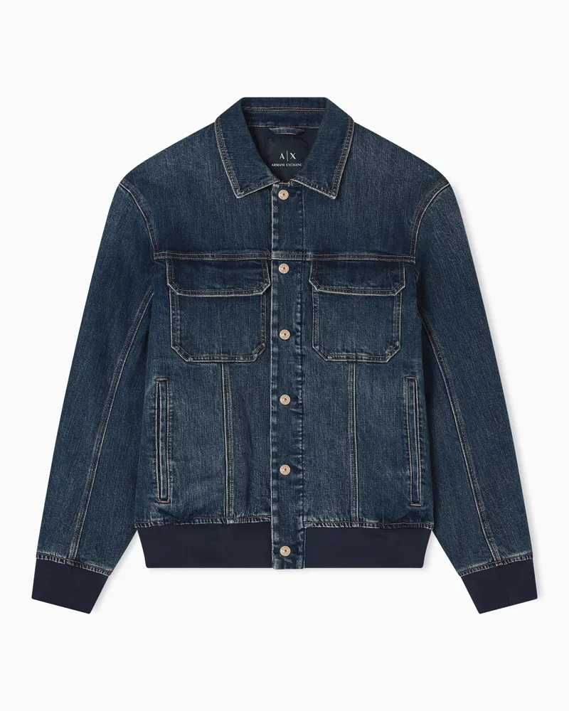 Armani Exchange Jeansjacke mit elastischen Einsätzen Blau