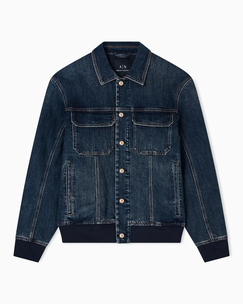 Armani Exchange Jeansjacke mit elastischen Einsätzen Blau
