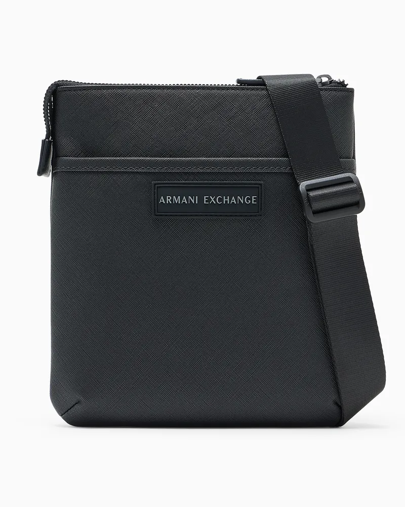 Armani Exchange Strukturierte Umhängetasche mit verstellbarem Riemen Schwarz