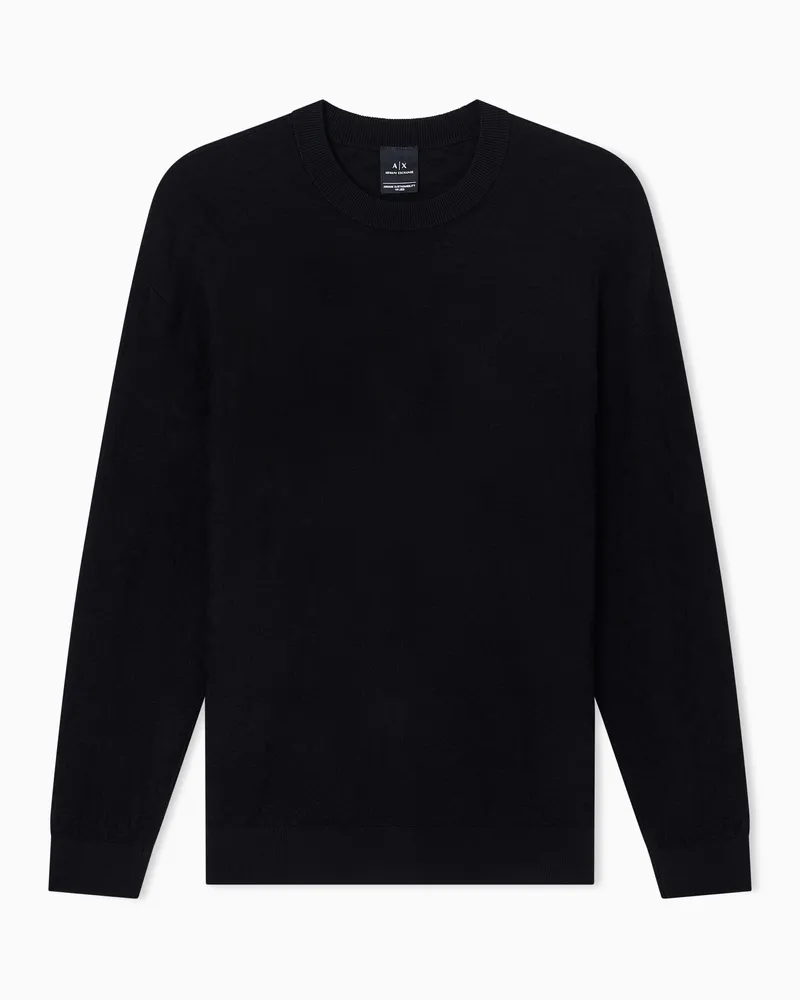 Armani Exchange Rundhalspullover aus Viskosemischung Schwarz