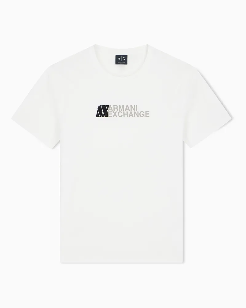 Armani Exchange T-Shirt Slim Fit Rundhals aus Baumwolljersey mit Logoprint Weiß