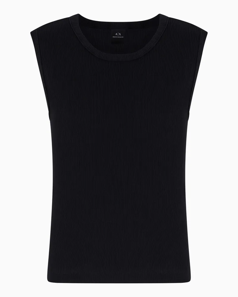 Armani Exchange Geripptes Tanktop aus Baumwolle Schwarz