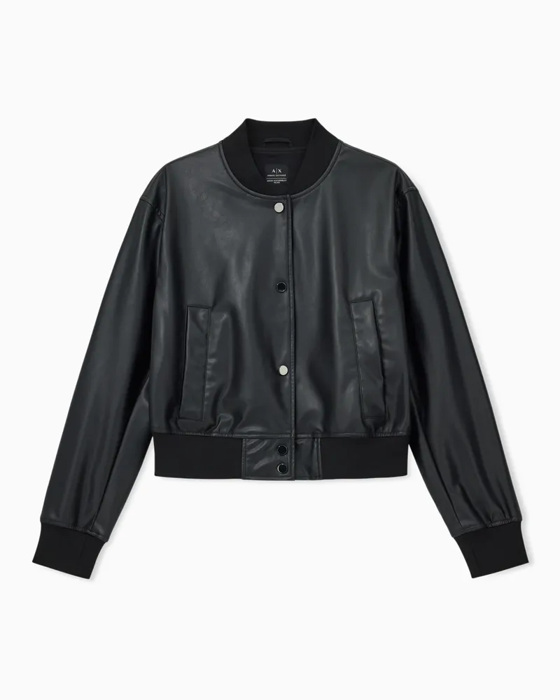Armani Exchange Bomberjacke aus Kunstleder Schwarz