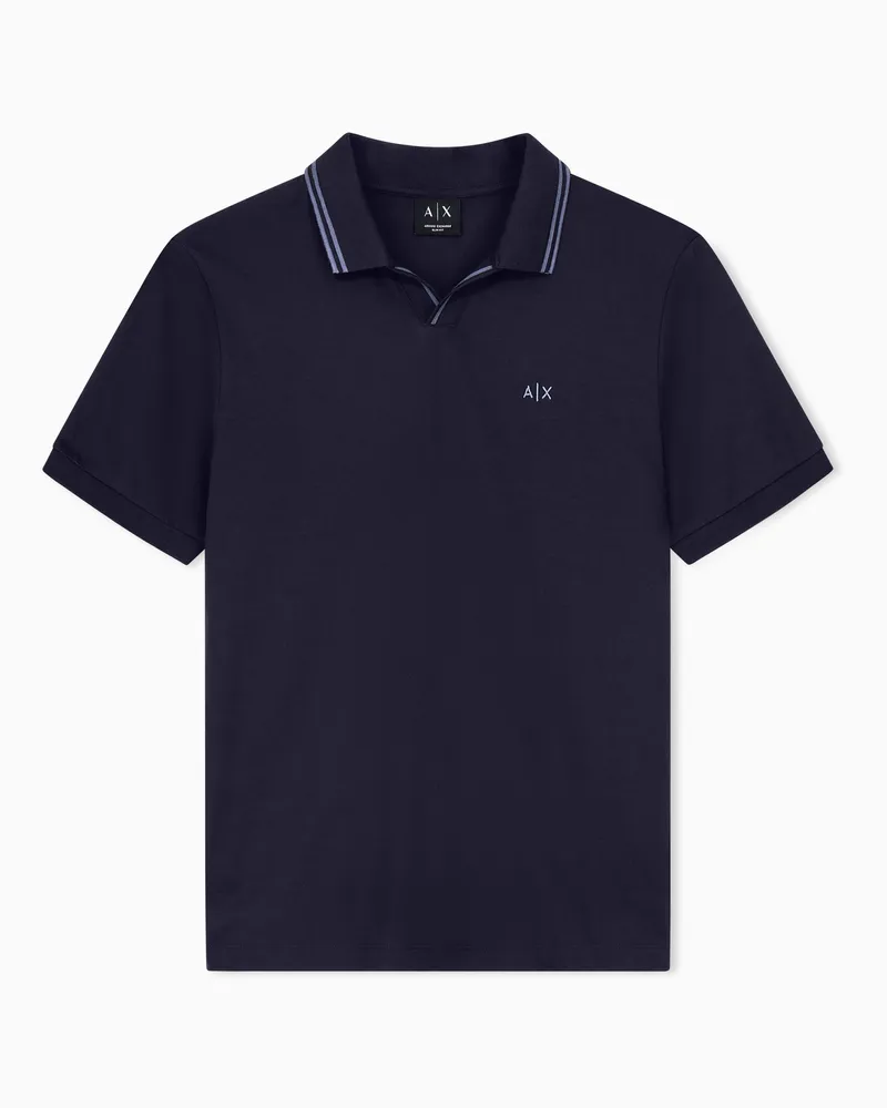 Armani Exchange Poloshirt im Regular Fit aus merzerisiertem Baumwolljersey Marineblau