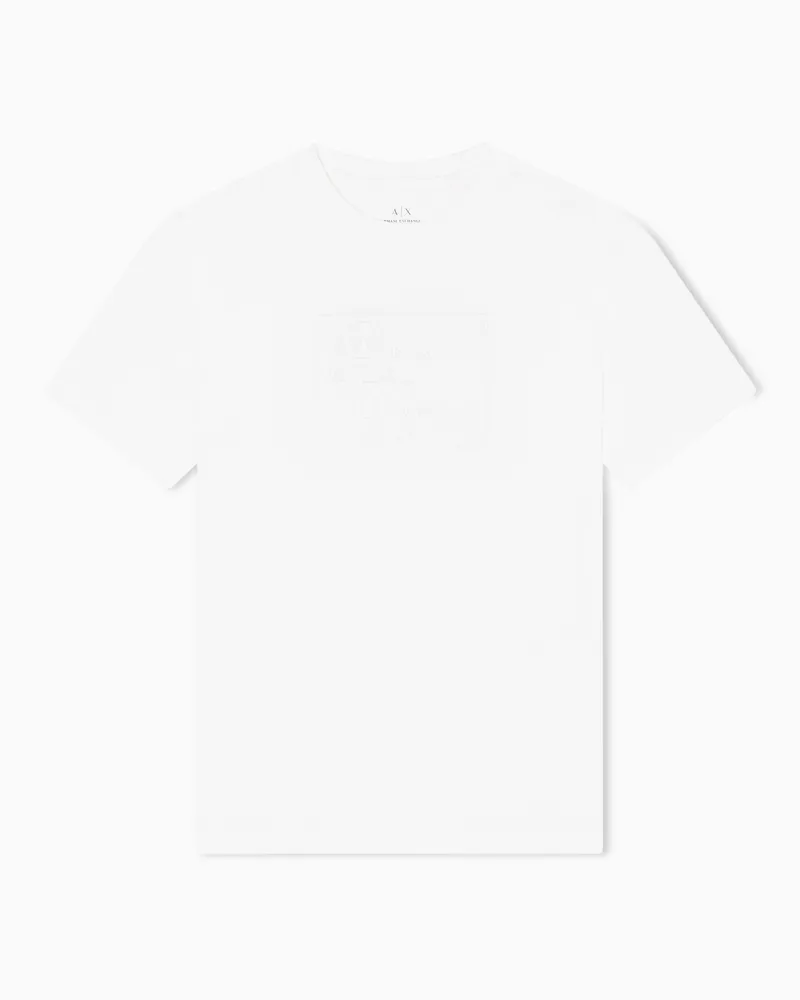 Armani Exchange T-Shirt im Regular Fit mit geprägtem Logo Weiß