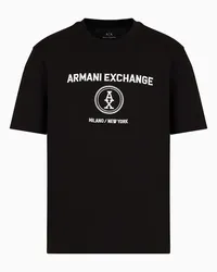 Armani Exchange T-shirt In Normaler Passform mit Milano New York-stickerei Schwarz