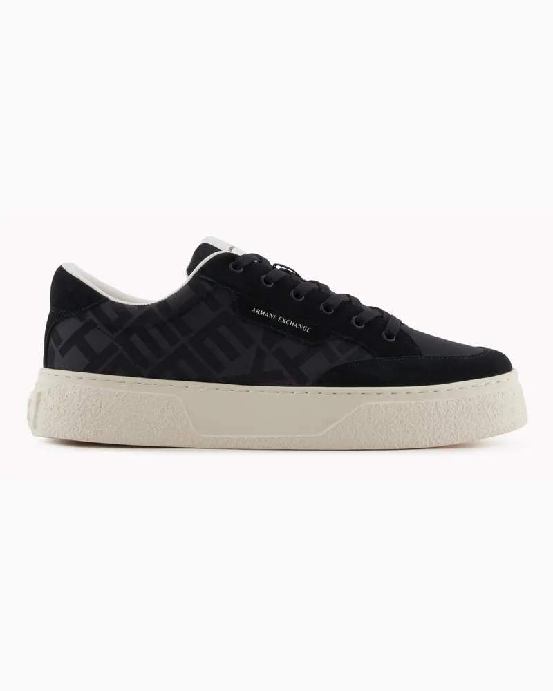 Armani Exchange Sneaker mit Allover-Logo-Einsatz Schwarz