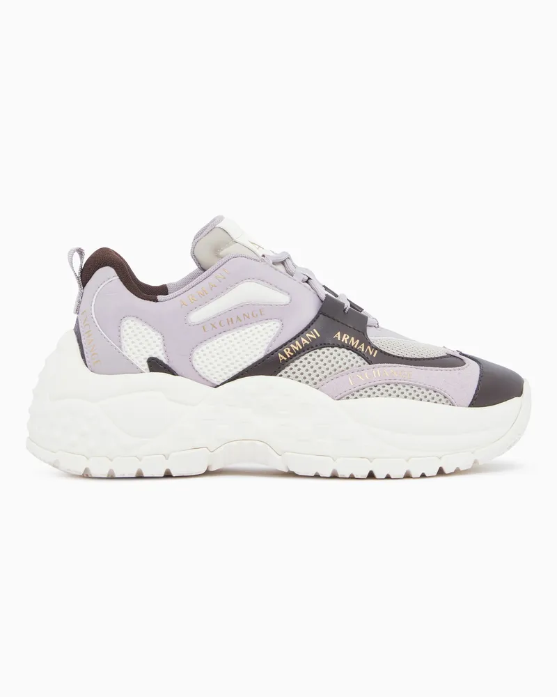 Armani Exchange Sneaker aus Mesh und Nylon mit einer klobigen Gummisohle Weiß