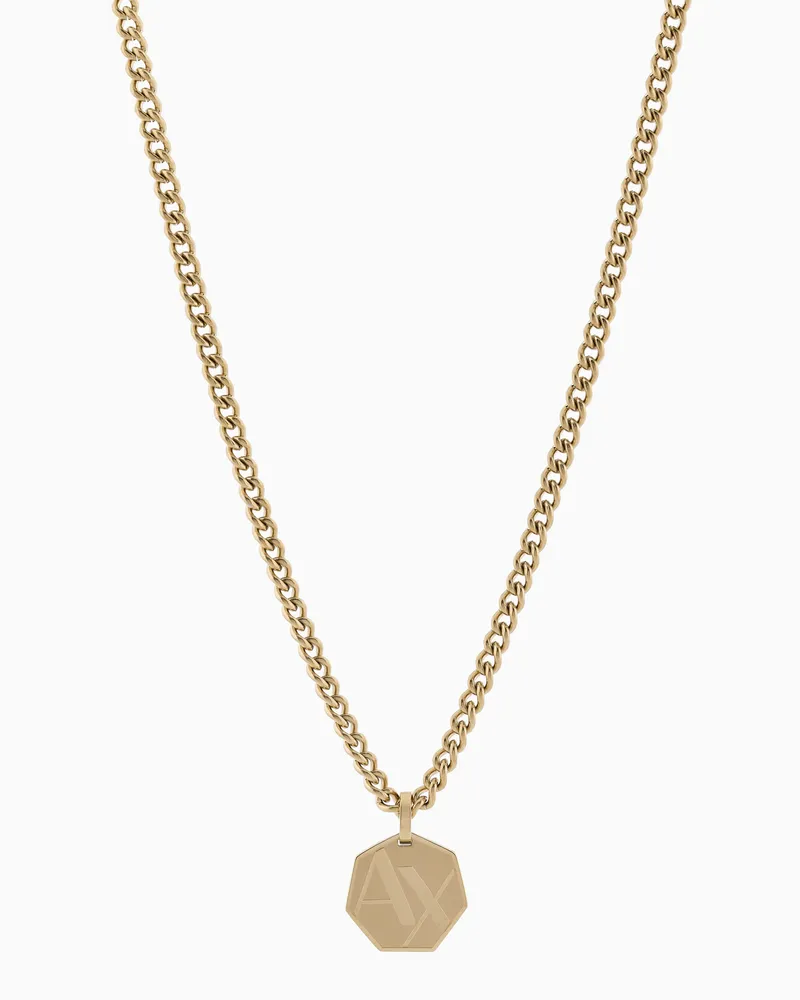 Armani Exchange Halskette mit goldfarbenem Anhänger aus Edelstahl Mehrfarbig