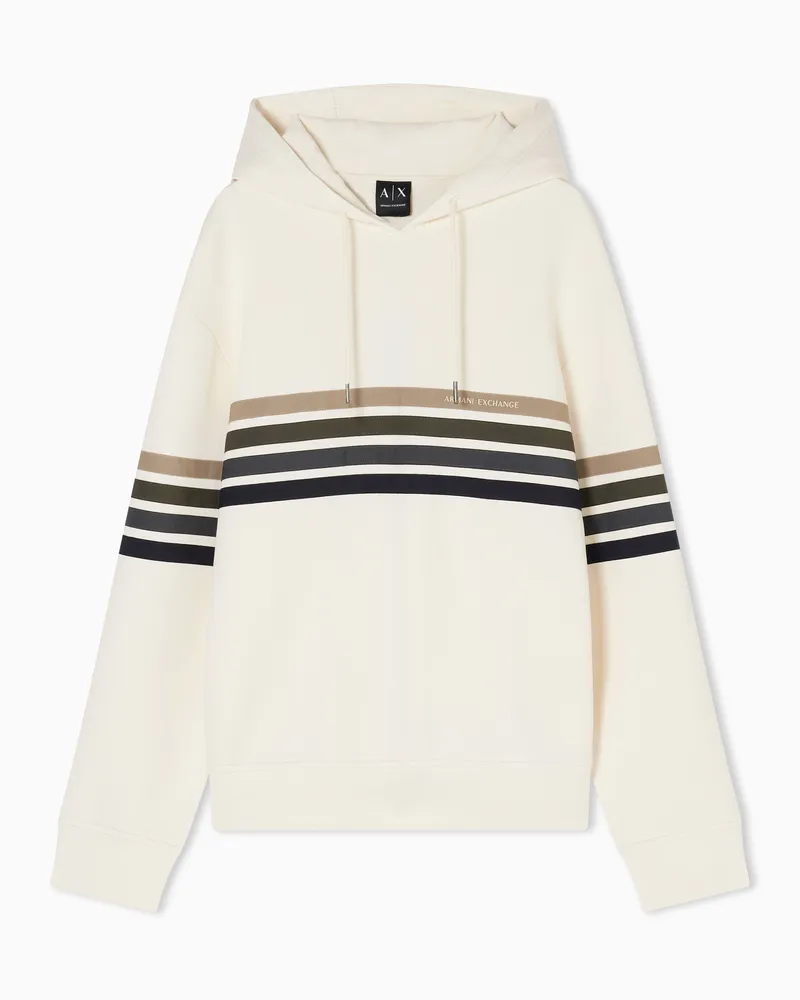 Armani Exchange Structured Hooded Sweatshirt in Technical Stretch Cotton Weiß