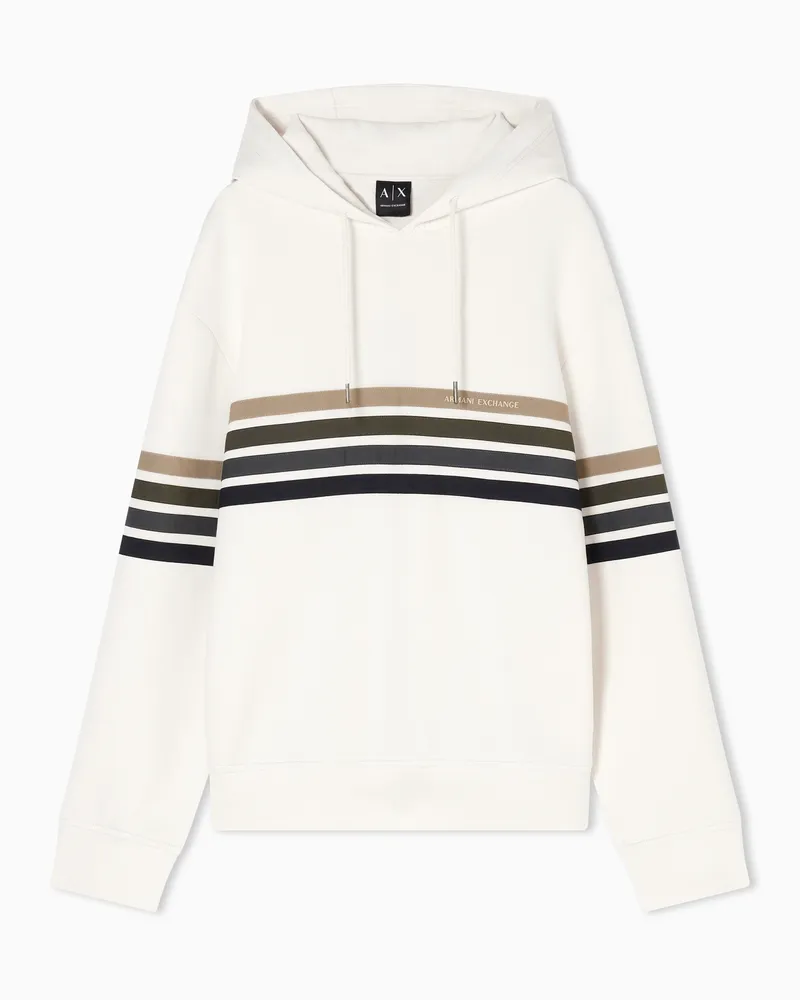 Armani Exchange Strukturierter Hoodie aus technischer Stretch-Baumwolle Weiß