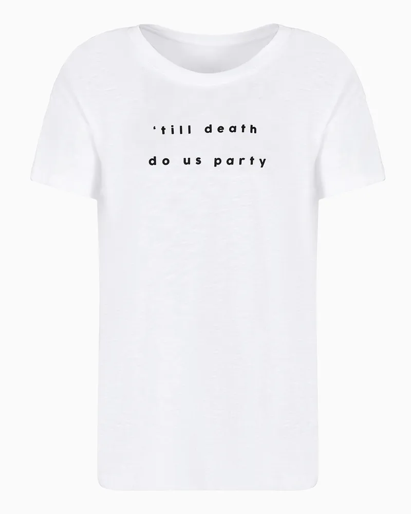 Armani Exchange Party-T-Shirt im Boyfriend-Schnitt aus ASV-Bio-Jersey Weiß