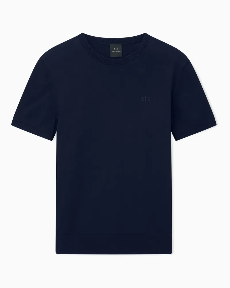 Armani Exchange T-Shirt aus Baumwolle mit Rundhalsausschnitt Essential Marineblau