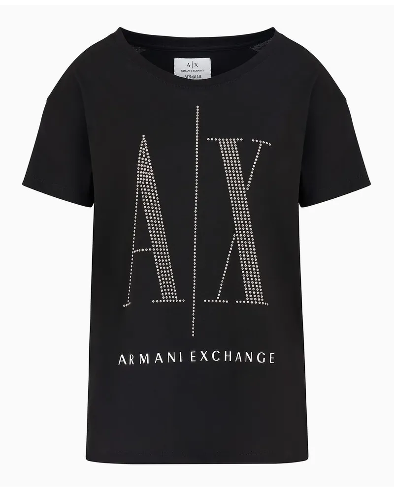 Armani Exchange Jersey-t-shirt In Normaler Passform Schwarz