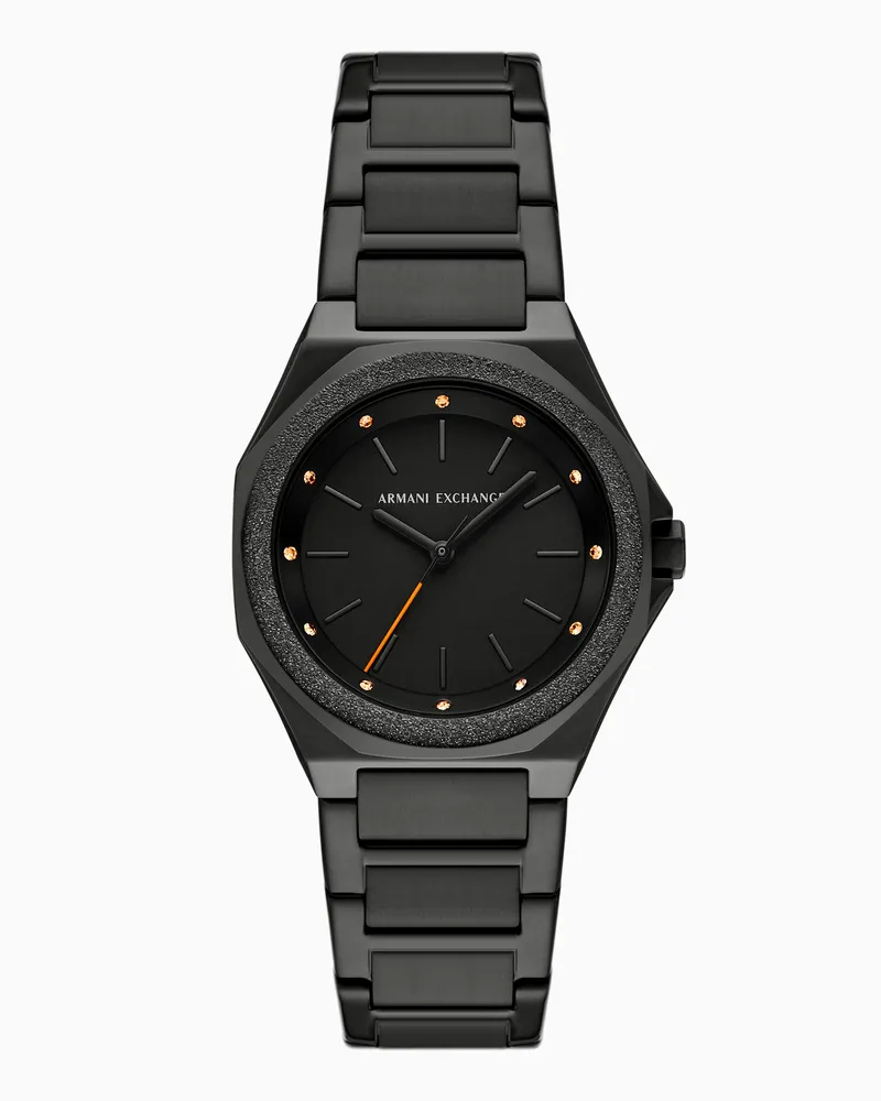 Armani Exchange Dreizeigeruhr aus schwarzem Edelstahl Mehrfarbig