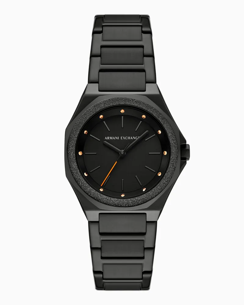 Armani Exchange Dreizeigeruhr aus schwarzem Edelstahl Mehrfarbig