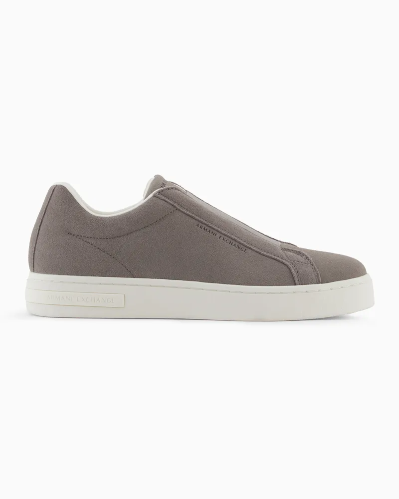 Armani Exchange Leder-Sneaker mit Gummizug Braun