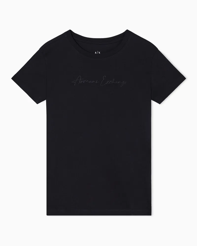 Armani Exchange Jersey-T-Shirt mit normaler Passform Schwarz