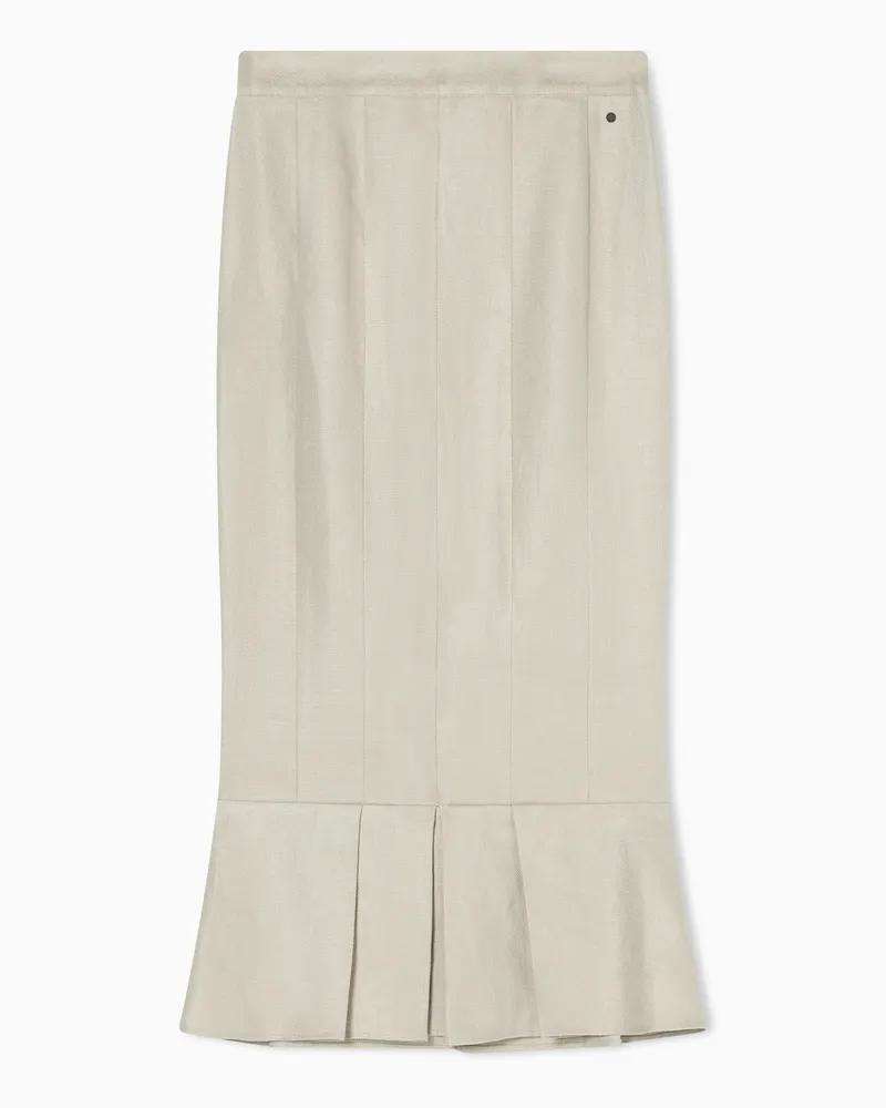 Armani Exchange Linen Twill Midi Skirt Beige
