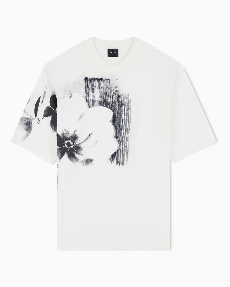 Armani Exchange Oversize T-Shirt aus Baumwolljersey Weiß