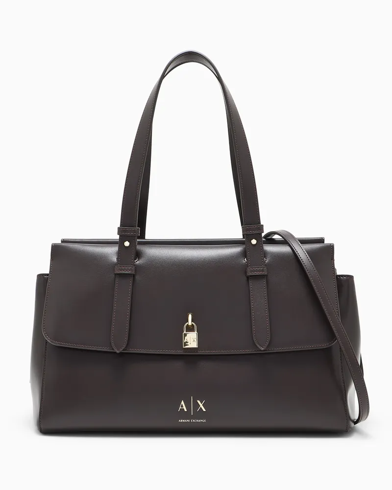 Armani Exchange Shopping Bag mit robusten Henkeln und Vorhängeschloss Braun