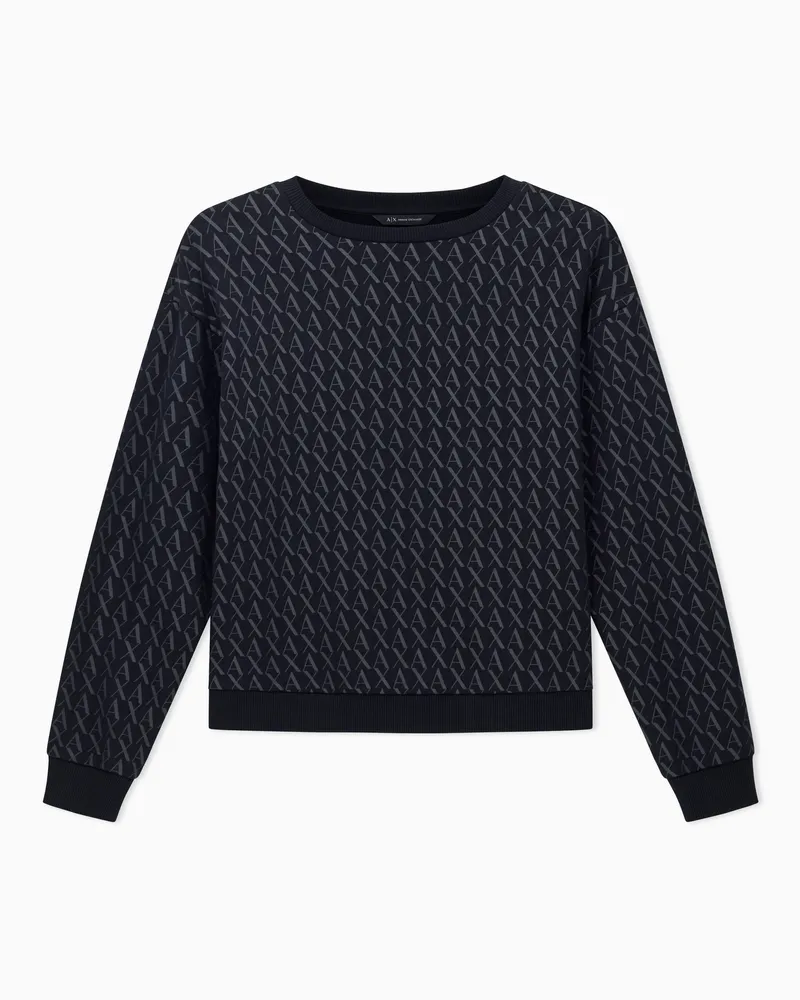 Armani Exchange ASV French Terry-Sweatshirt mit geprägtem Logo Schwarz