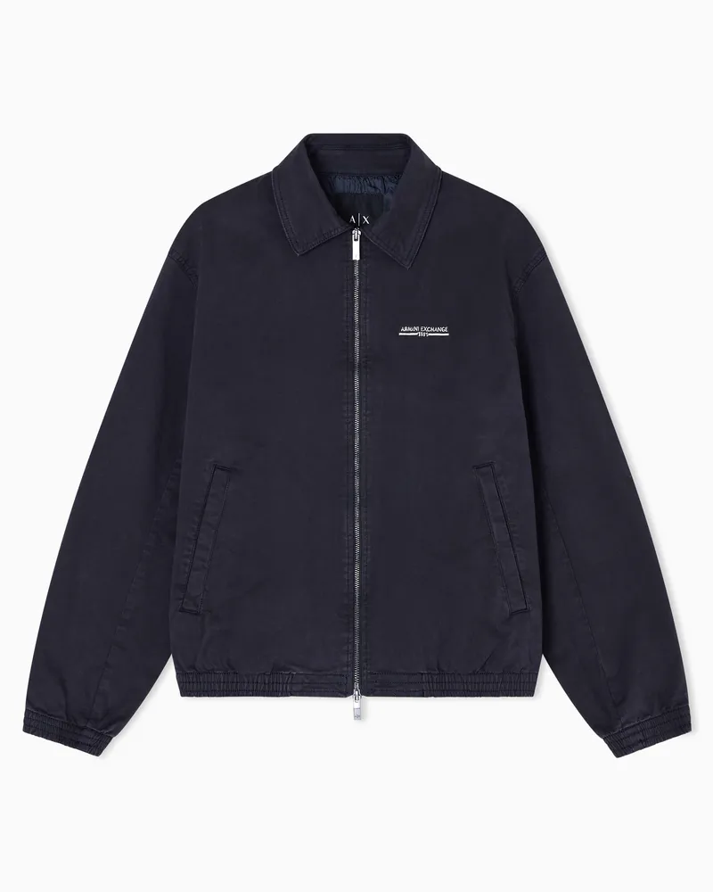 Armani Exchange NAVY ZIP UP LOGO BOMBER JACKET Marineblau