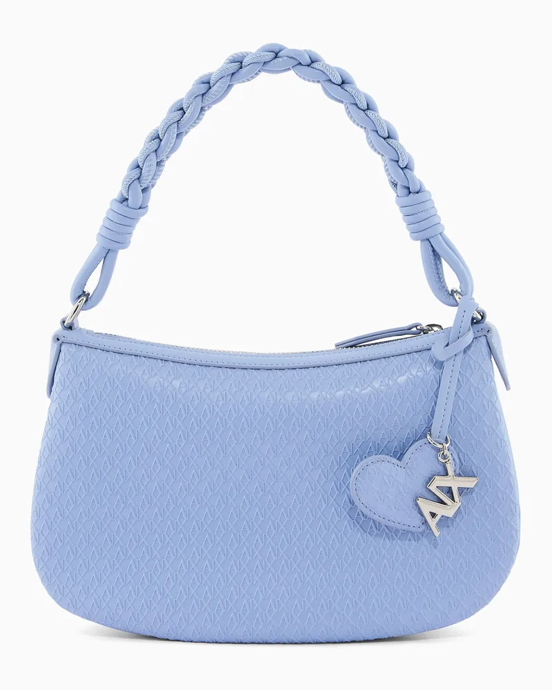 Armani Exchange Mini shoulder bag in smooth fabric Hellblau