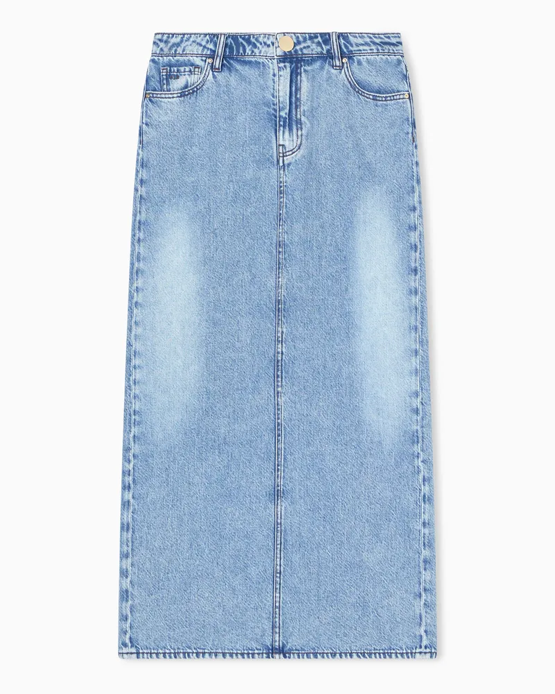 Armani Exchange Long cotton skirt Blau