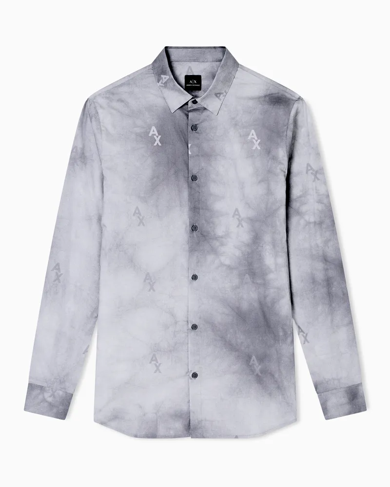 Armani Exchange Slim Fit Hemd mit schattiertem Print Grau