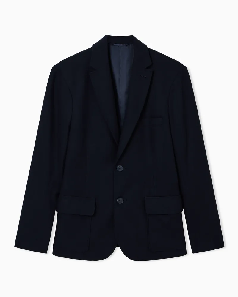 Armani Exchange Einreihige Jacke aus Wollmischung Marineblau