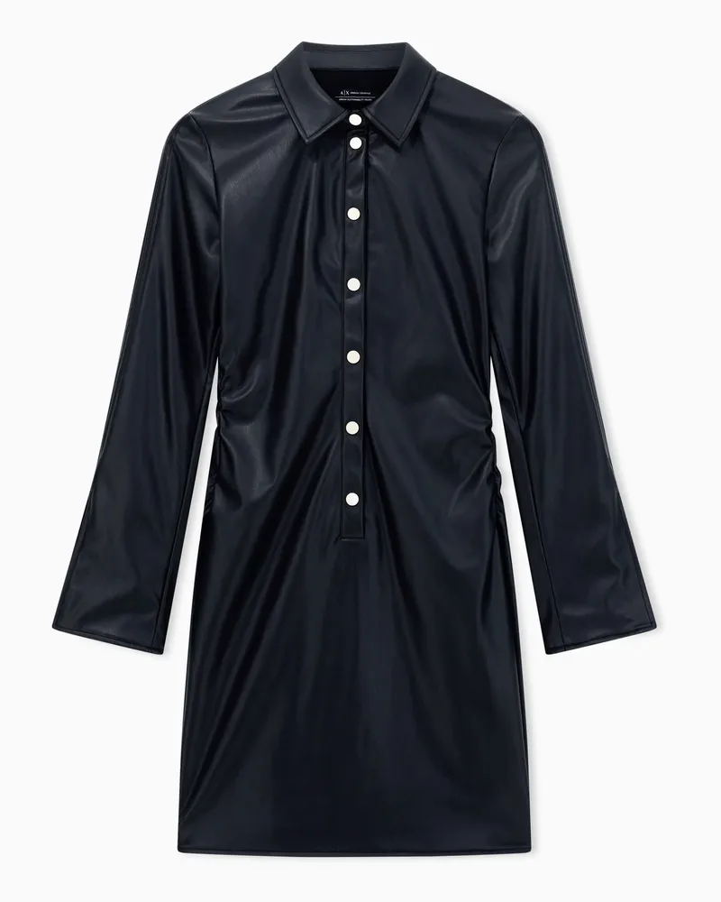 Armani Exchange Kurzes Trägerkleid aus Kunstleder Schwarz
