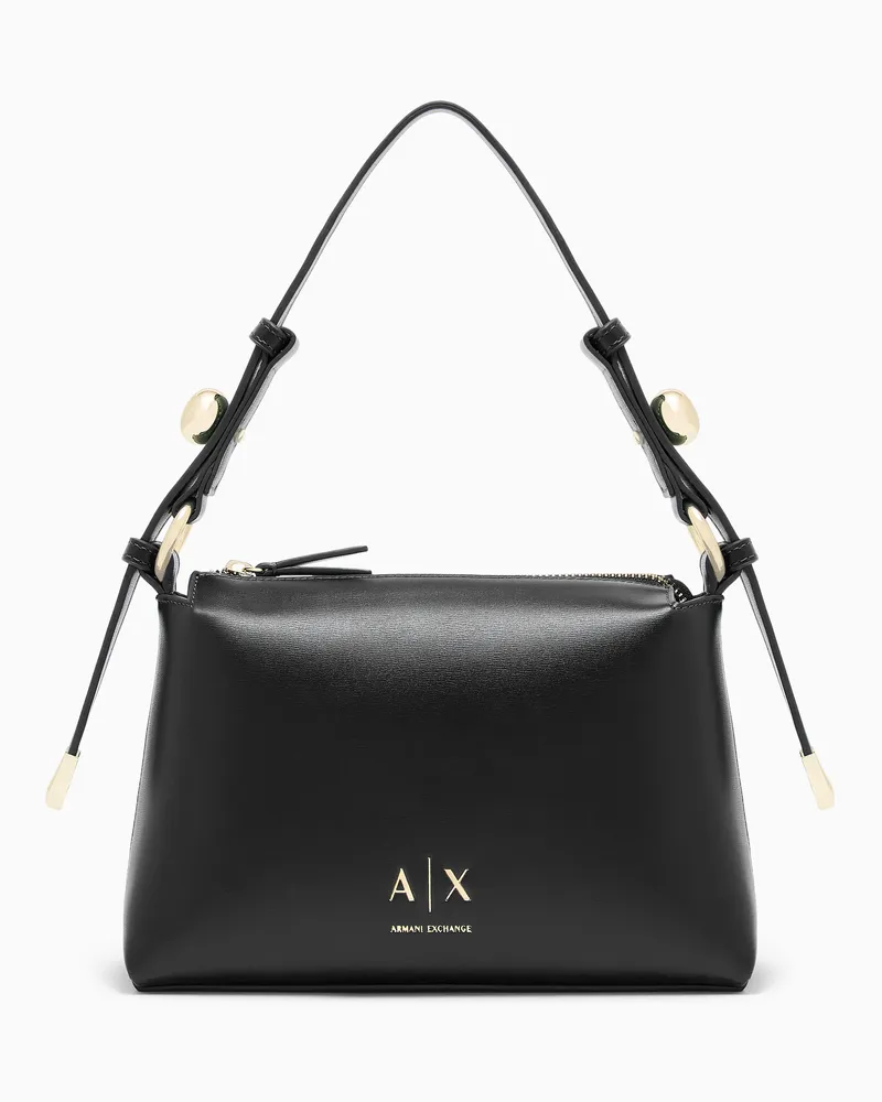 Armani Exchange Schultertasche mit Reißverschluss und verstellbarem Riemen Schwarz