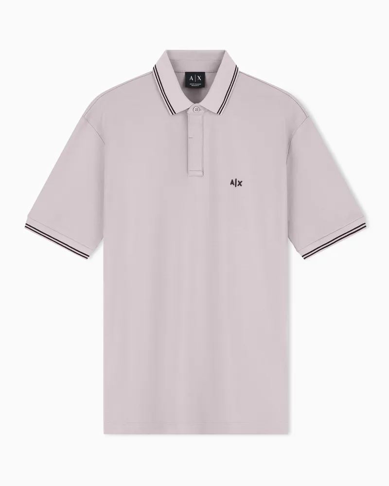 Armani Exchange Stretch-Piqué-Poloshirt mit kontrastierender Borte Beige