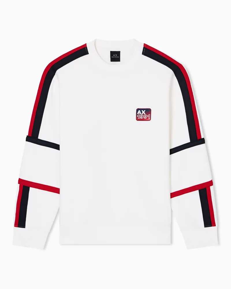 Armani Exchange Sweatshirt mit Kontraststreifen Weiß