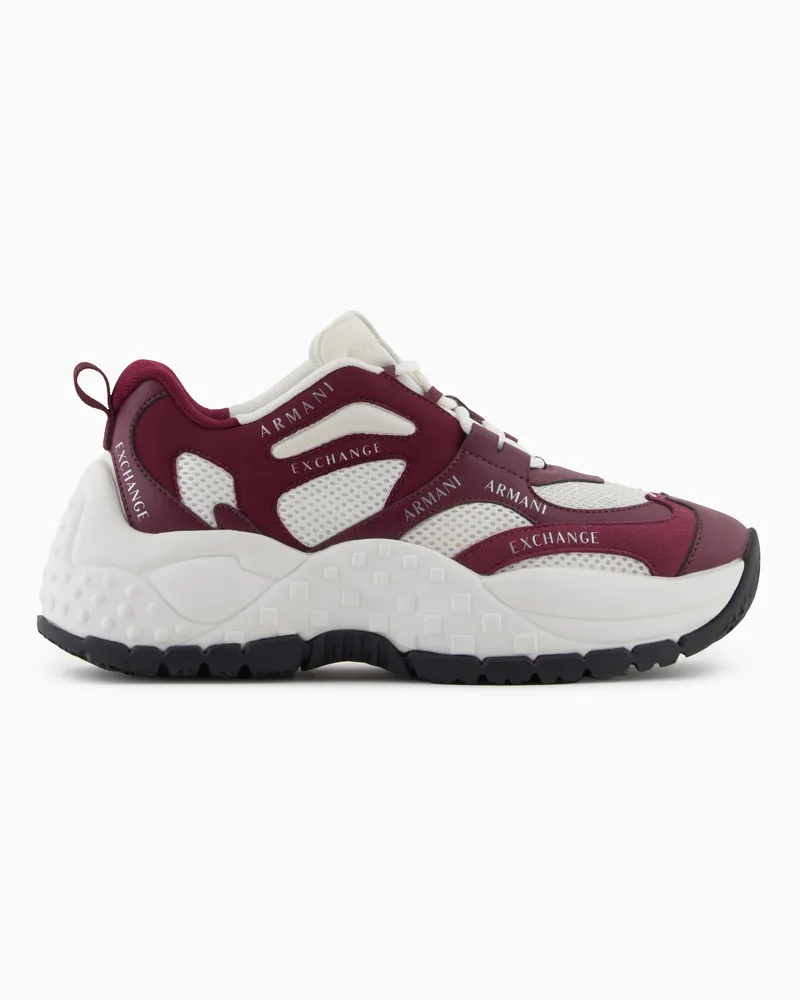 Armani Exchange Chunky Sneaker mit kontrastierenden Einsätzen Burgunderrot