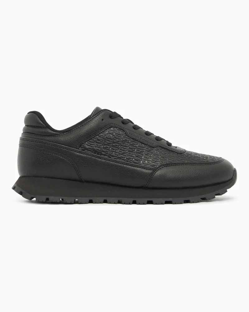 Armani Exchange Sneaker mit strukturierter Oberfläche und Gummisohle Schwarz