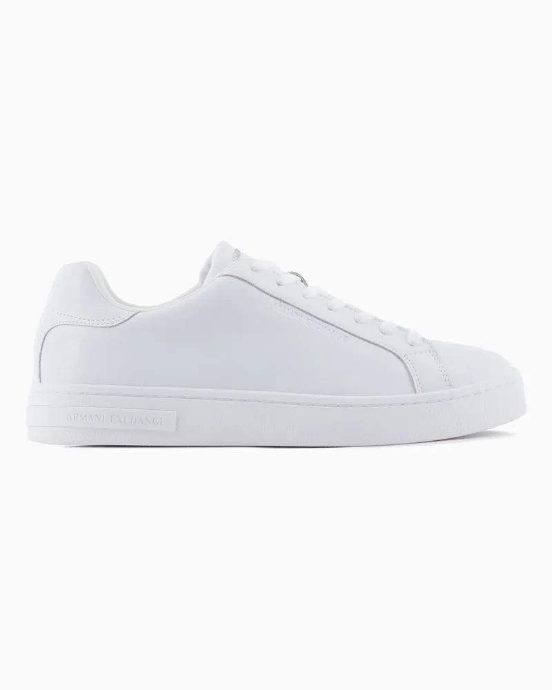 Armani Exchange Ledersneaker mit Logo auf der Sohle Weiß