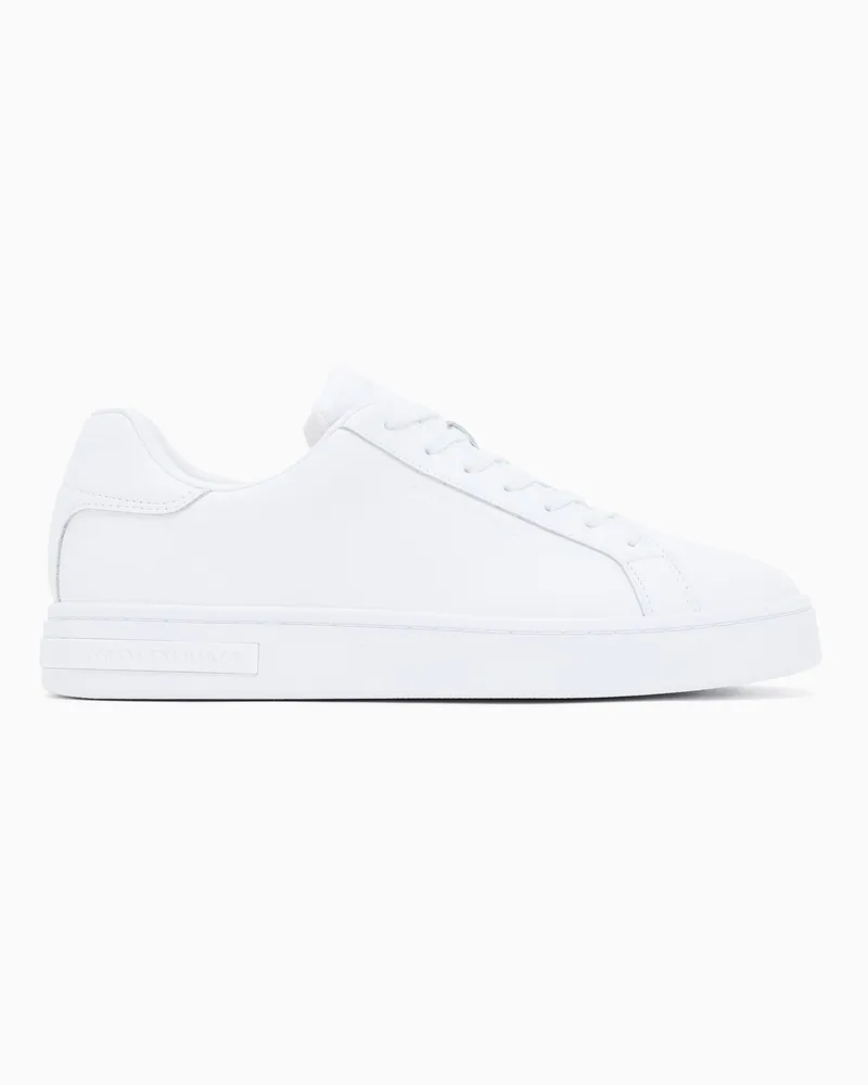 Armani Exchange Ledersneaker mit Logo auf der Sohle Weiß