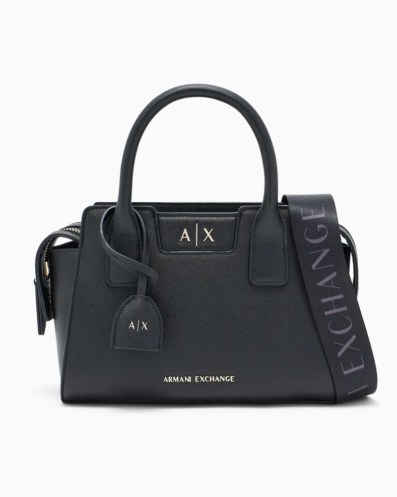 Armani Exchange Strukturierte Handtasche mit abnehmbarem Schulterriemen Schwarz
